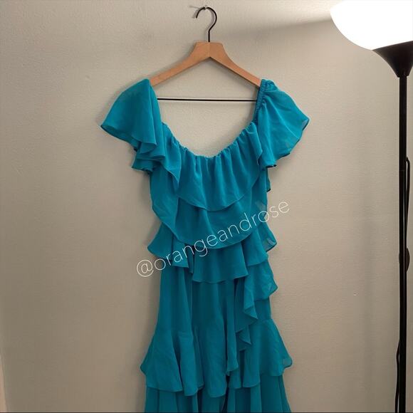 MISA Los Angeles Blue Teal Maxi Dress XS - Picture 11 of 11